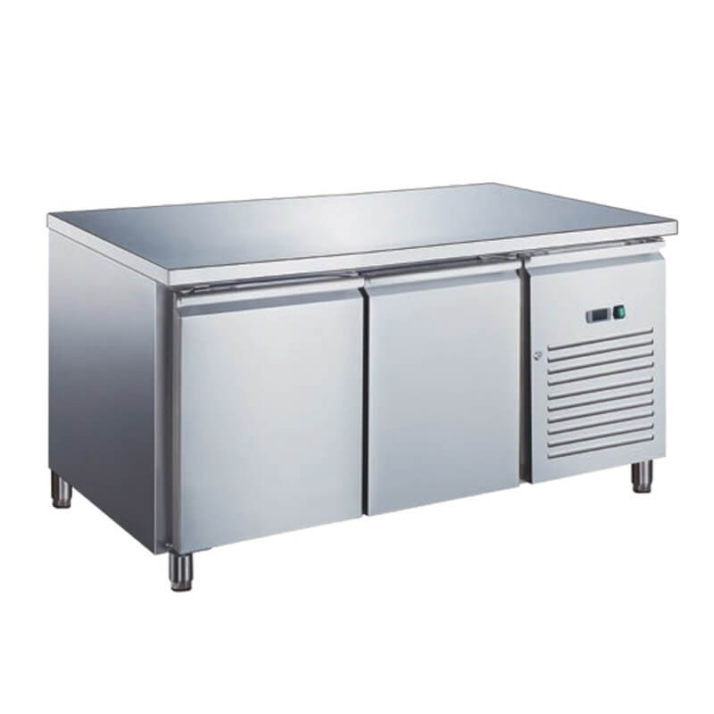 Table réfrigérée inox positive avec évaporateur ventilé - 2 portes - Sans dosseret