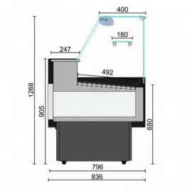 Vitrine réfrigérée ARAYA - 2 + 8 °C dimensions