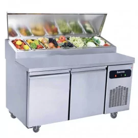 Table pizza salad'bar 800 réfrigérée 40x60 dessus et plan inox - 2 portes