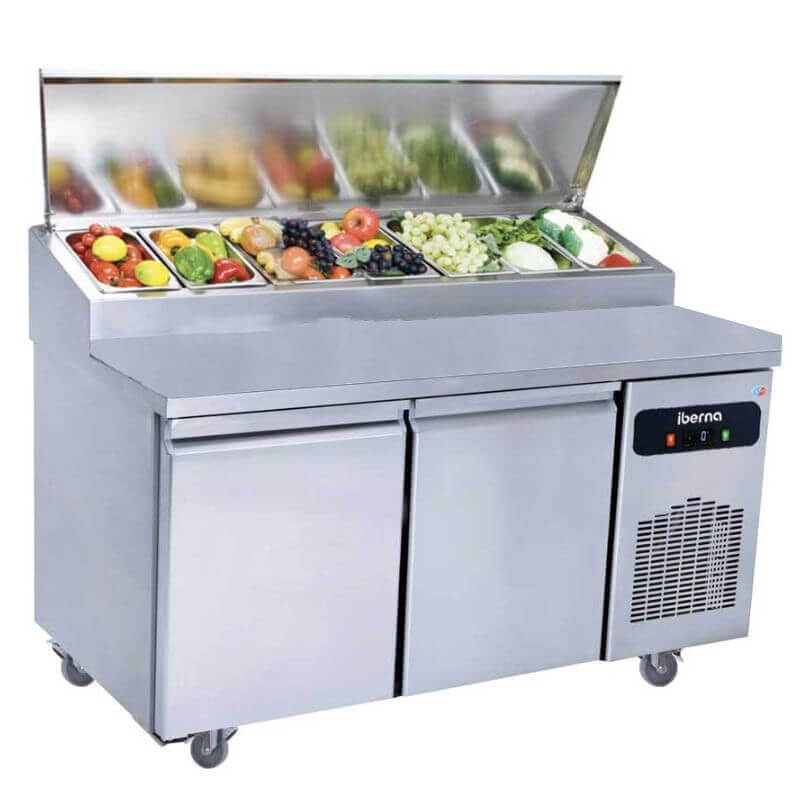 Table pizza salad'bar 800 réfrigérée 40x60 dessus et plan inox - 2 portes