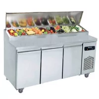 Table pizza salad'bar 800 réfrigérée 40x60 dessus et plan inox - 3 portes