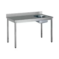 Table du chef adossée inox bac à droite sans étagère